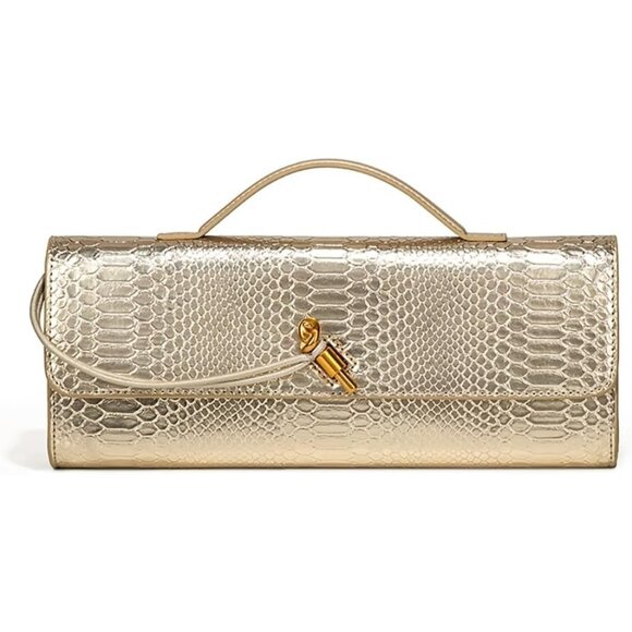 Womens Fashion Leather Clutch Bag Crocodile Print Evening Handbag Crossbody Tote - Picture 1 of 7